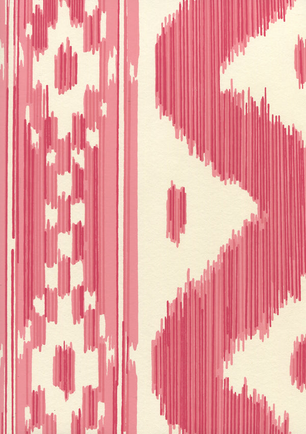 Bali Hai Reds on Off White Screen Printed - Cream Wallcovering | China Seas