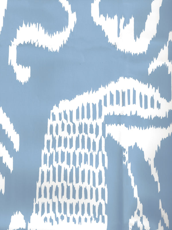 Bali Ii French Blue on White Screen Printed - Aqua Wallcovering | China Seas
