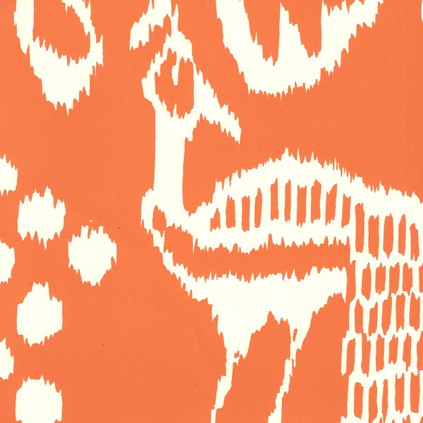 Bali Ii Orange on Off White Screen Printed - Aqua Wallcovering | China Seas
