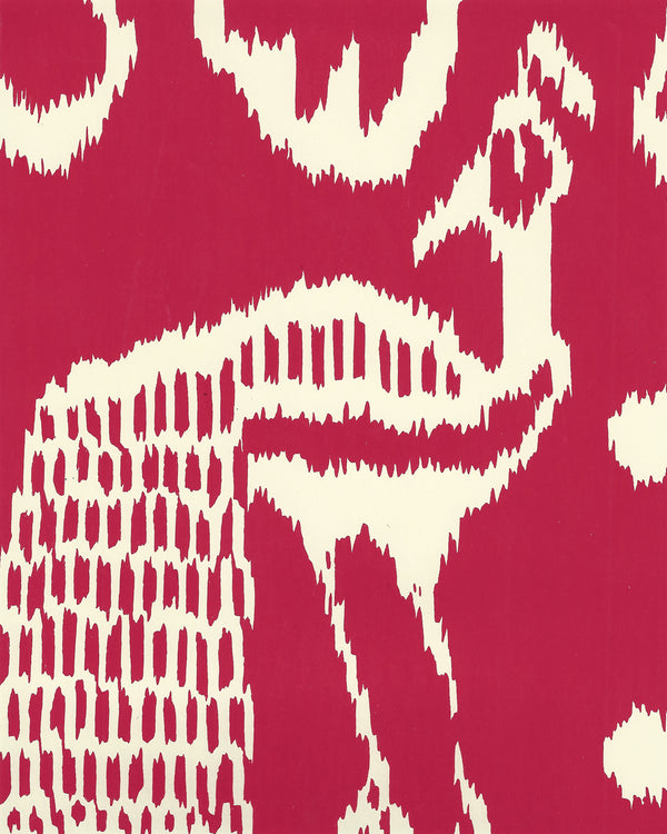 Bali Ii Red on Off White Screen Printed - Aqua Wallcovering | China Seas