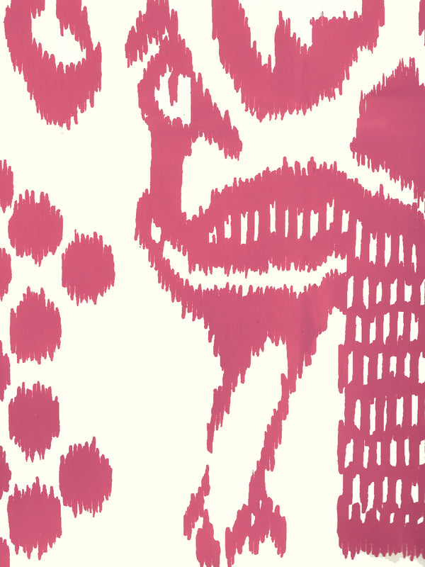 Bali Isle Magenta on Off White Screen Printed - Off-White Wallcovering | China Seas