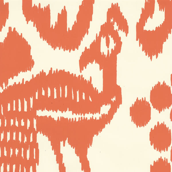 Bali Isle Orange on Off White Screen Printed - Off-White Wallcovering | China Seas