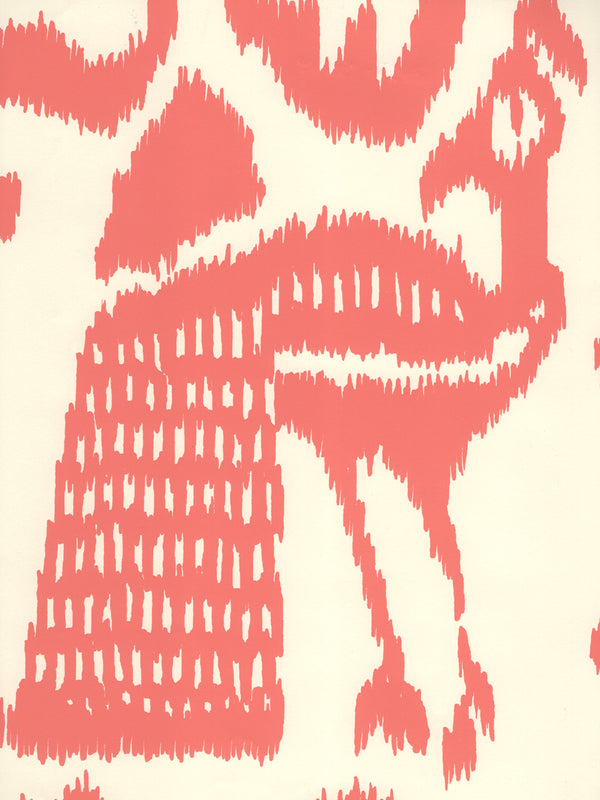 Bali Isle Salmon on Off White Screen Printed - Off-White Wallcovering | China Seas