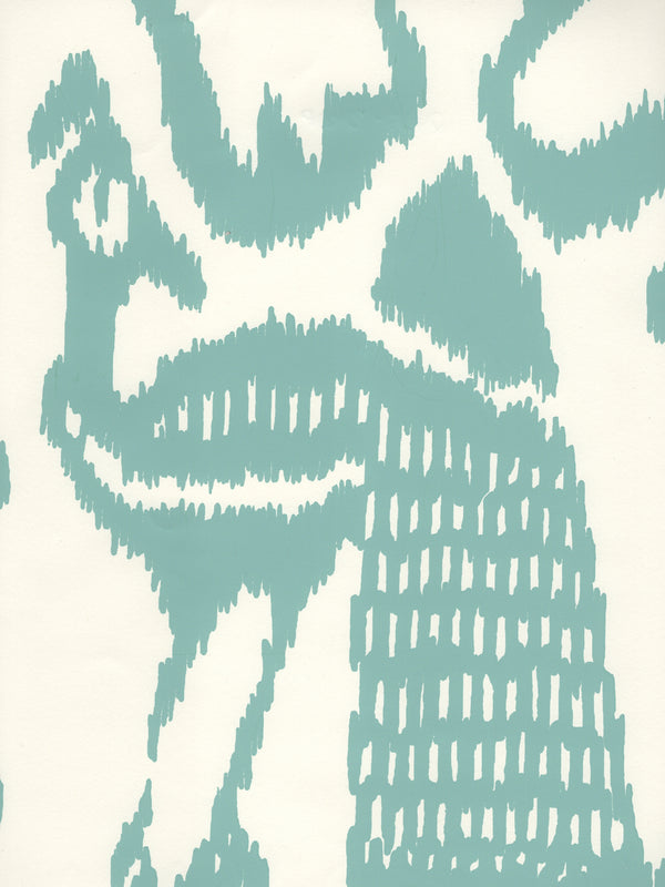 Bali Isle Turquoise on Almost White Screen Printed | China Seas