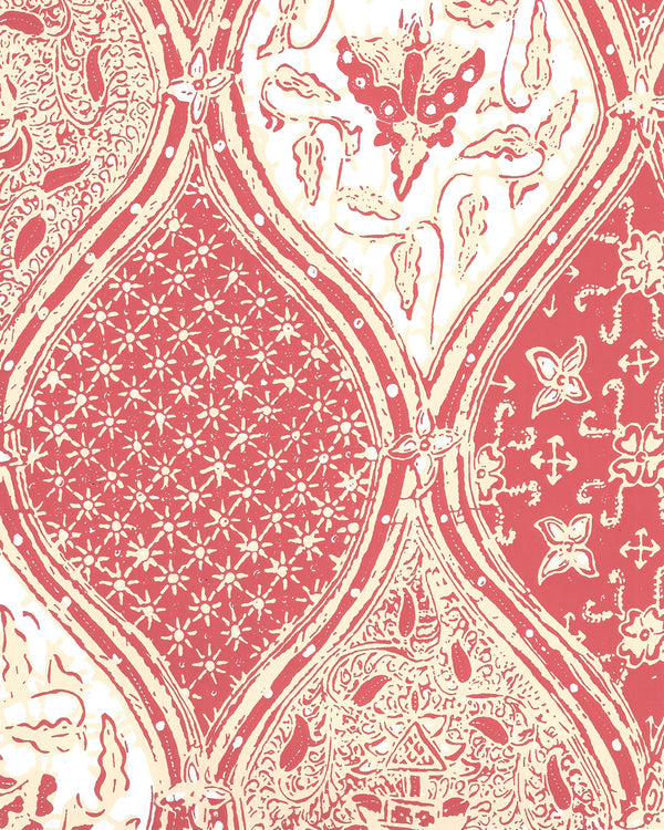 Balinese Batik Shrimp Cream on White Screen Printed | China Seas