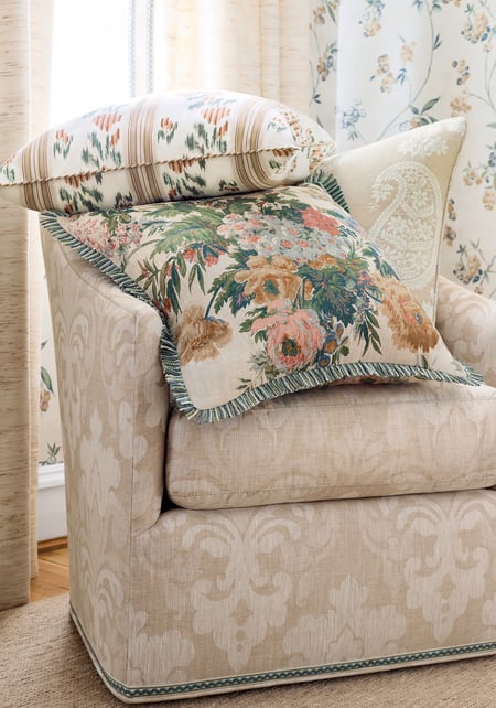 Edo Bloom, Apricot and Slate on Pearl
