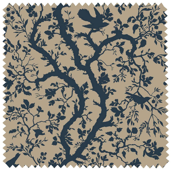 Birdbranch Linen Navy Blue | Timorous Beasties Fabric