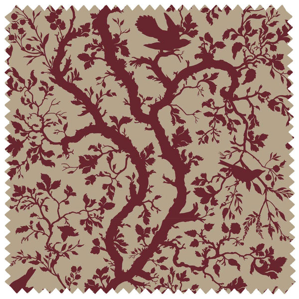 Birdbranch Linen Red | Timorous Beasties Fabric