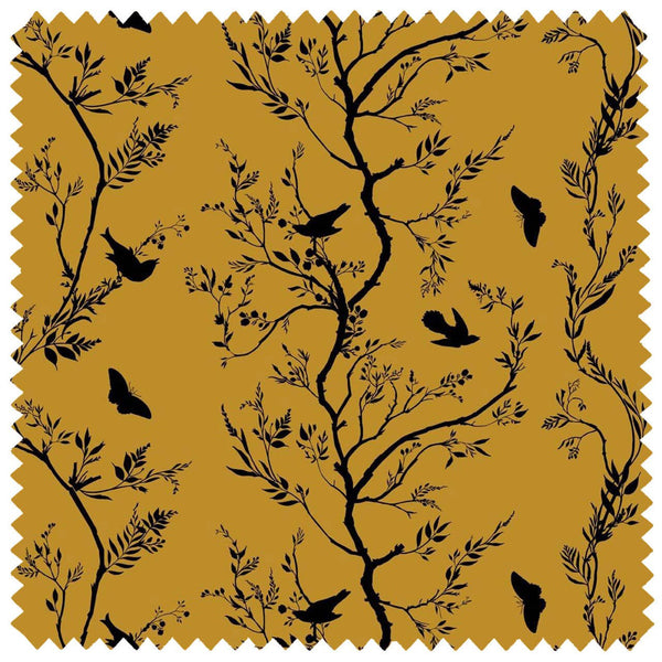 Birdbranch Stripe Velvet Black on Honey | Timorous Beasties Fabric