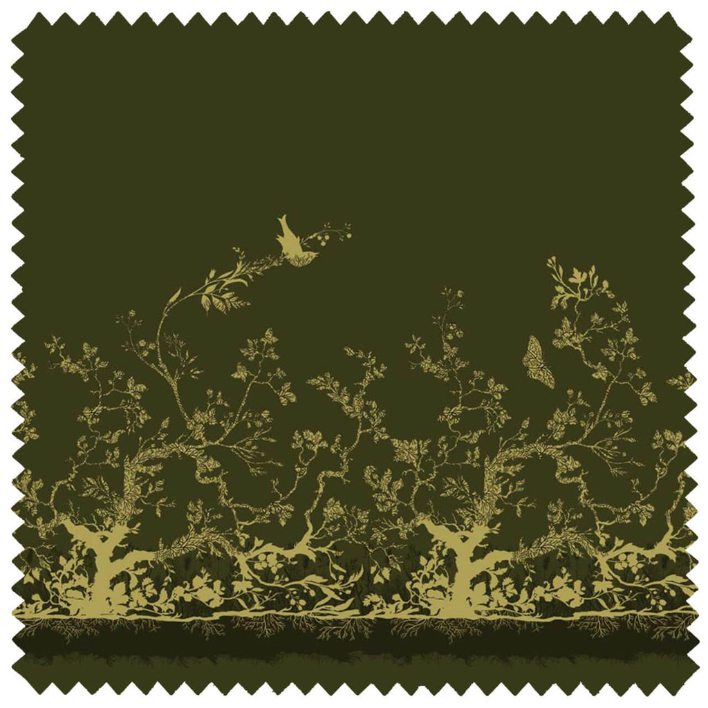 Birdbranch Velvet Panel Blacks and Gold on Olive