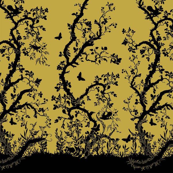 Birdbranch Black on Gold | Timorous Beasties Wallcovering