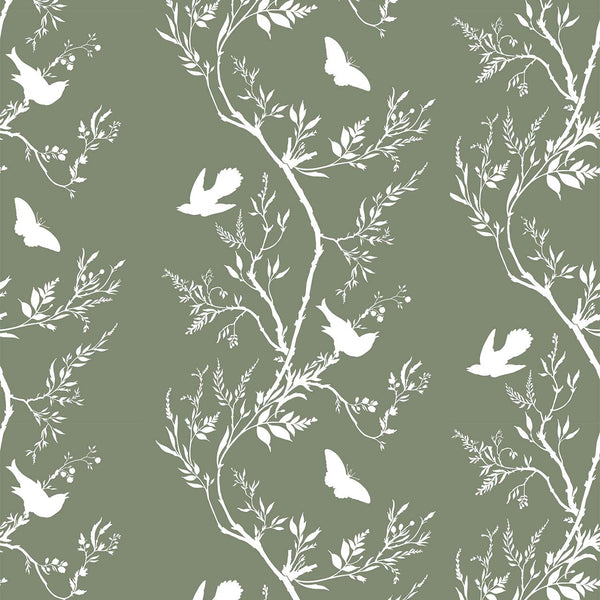 Birdbranch Stripe White on Hampden | Timorous Beasties Wallcovering