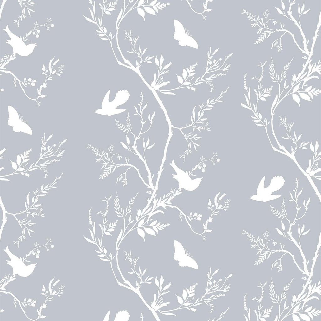 Birdbranch Stripe White on Pale Blue