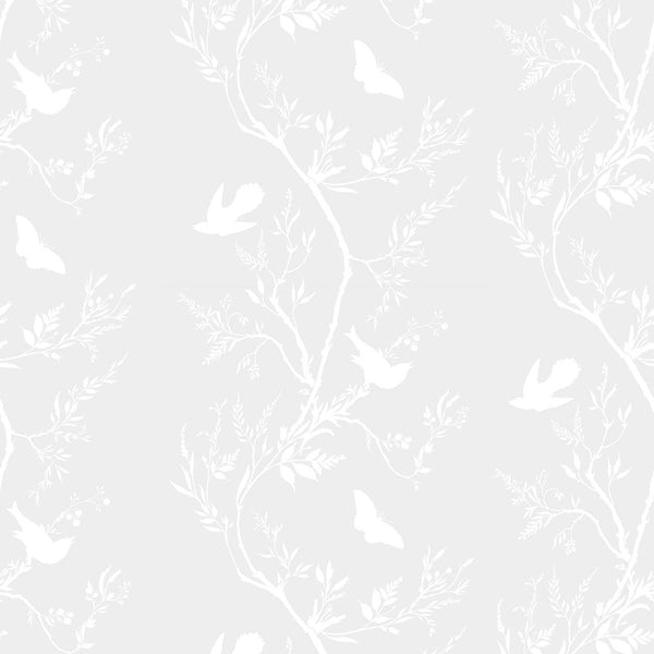 Birdbranch Stripe White on Silver | Timorous Beasties Wallcovering