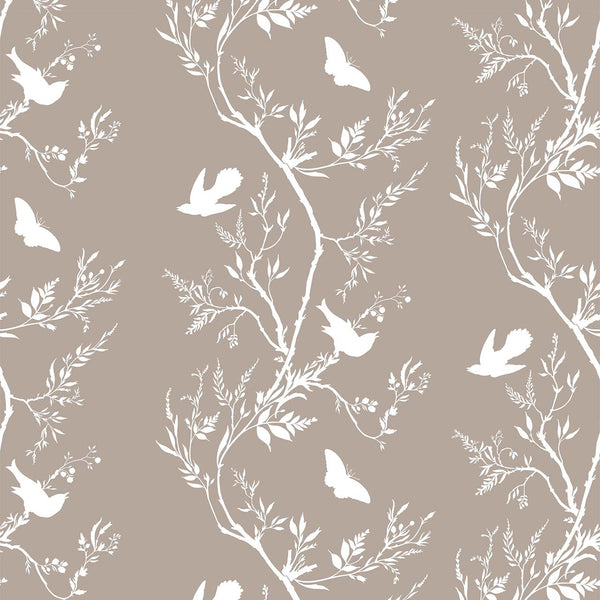 Birdbranch Stripe White on Stone | Timorous Beasties Wallcovering