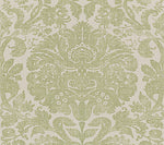 Borghese Two Color Small Scale, French Green on Light Tint Wallcoverings | Quadrille