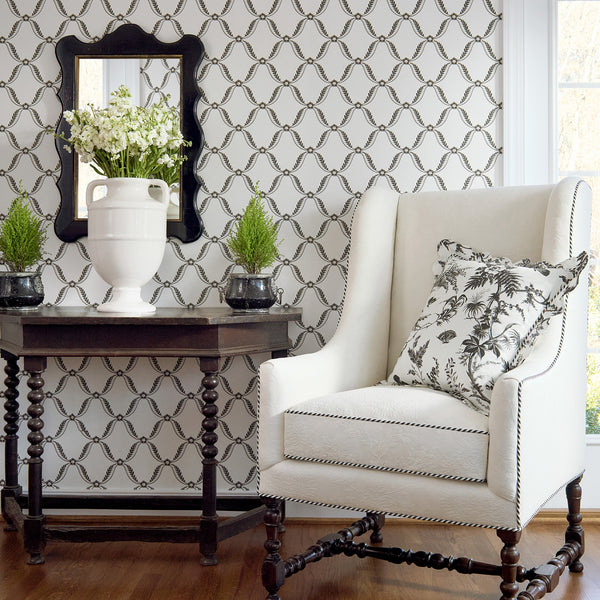 Tate Trellis Black Wallcovering