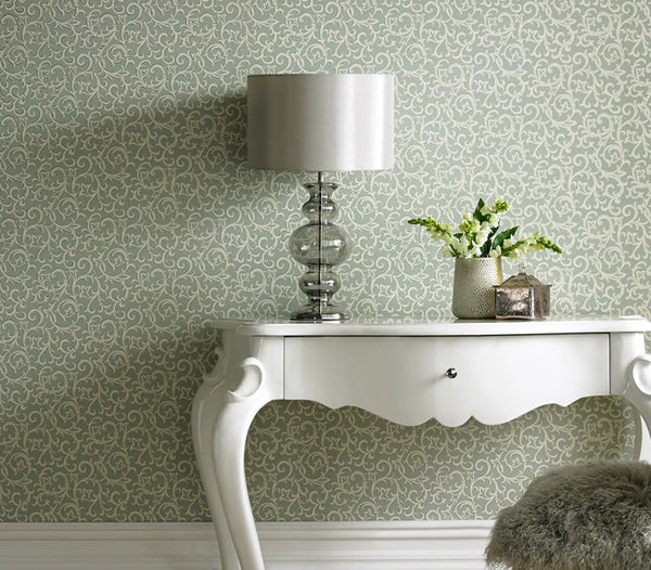 Brodsworth Seafoam - Green Wallcovering | 1838 Wallcoverings