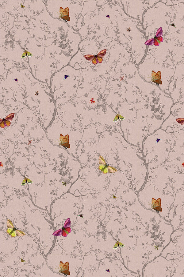 Butterflies Dusted Pink | Timorous Beasties Wallcovering