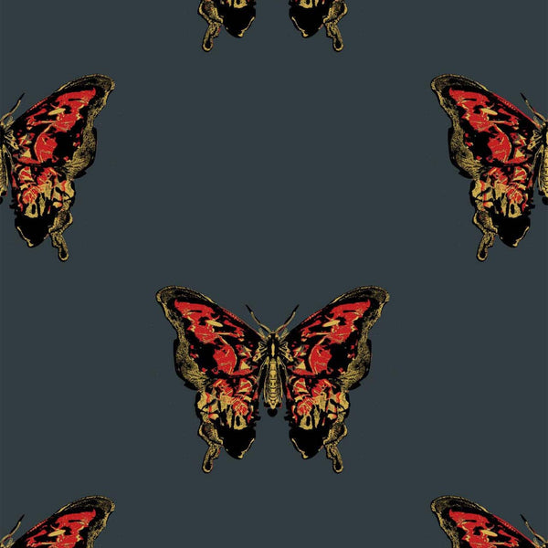 Butterfly Red & Gold on Black | Timorous Beasties Wallcovering