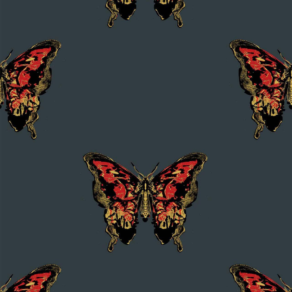 Butterfly Red & Gold on Black