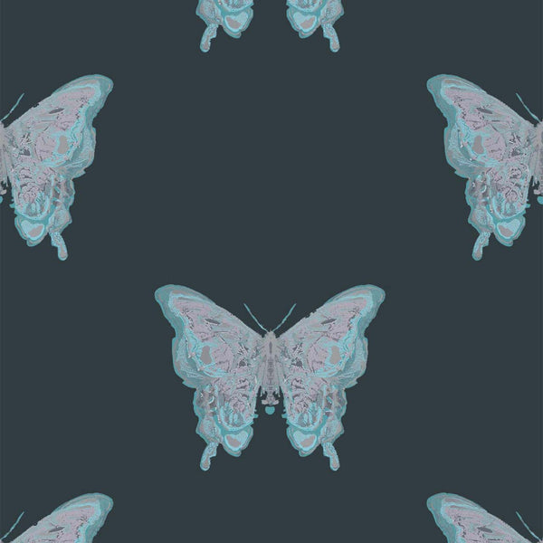 Butterfly Blues & Silver on Black | Timorous Beasties Wallcovering