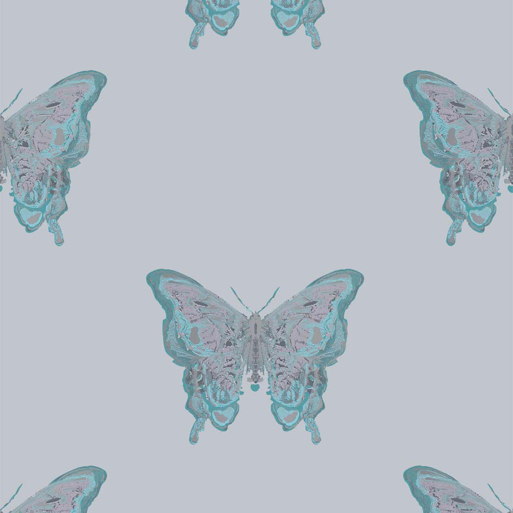 Butterfly Blues & Silver on Pale Blue