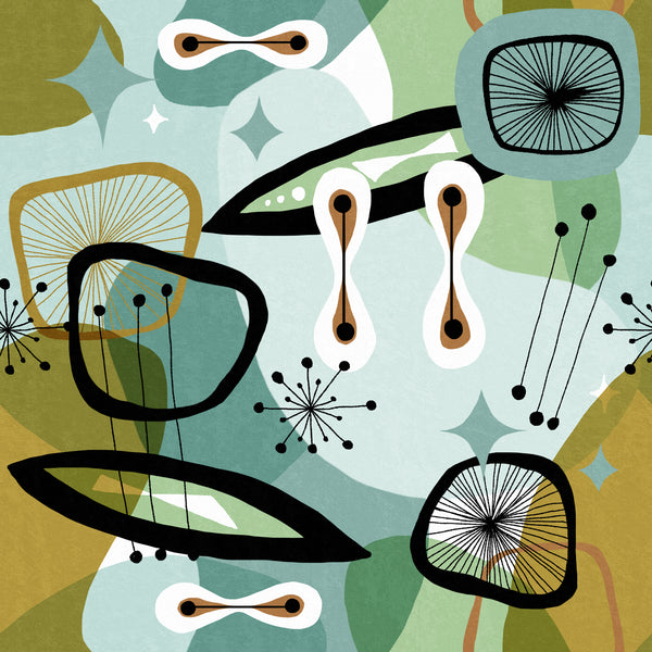 Century Elements - Green Wallcovering | Mind the Gap