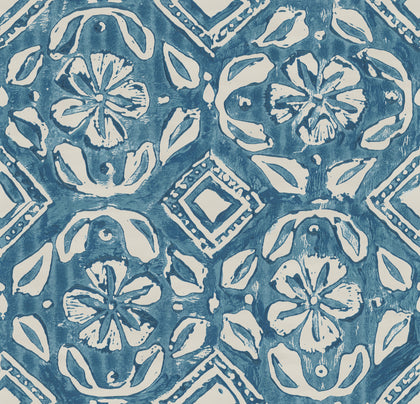 Chimney Cake Blueberry - Blue, White Wallcovering | Mind the Gap