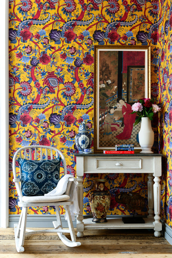 Chinese Paisley - Blue, Yellow, Red, Purple Wallcovering | Mind the Gap