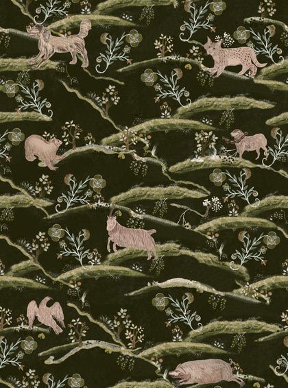 Countryside - Taupe, Black, Green Wallcovering | Mind the Gap