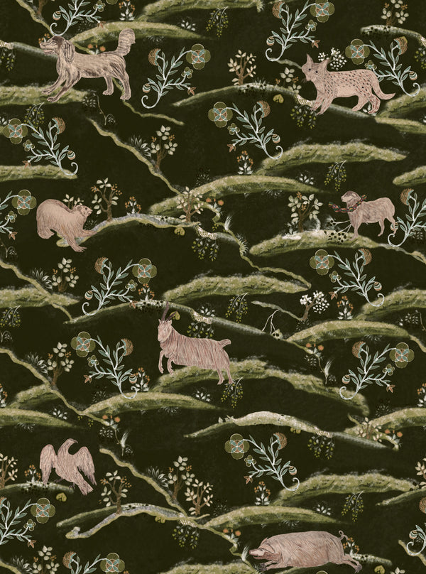 Countryside - Taupe, Black, Green Wallcovering | Mind the Gap