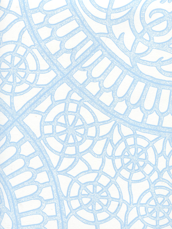 Camelot Light_blue_on_white Screen Printed - Off-White Wallcovering | China Seas