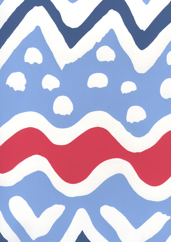 Cap Ferrat Navy Blue Red on White Screen Printed | China Seas