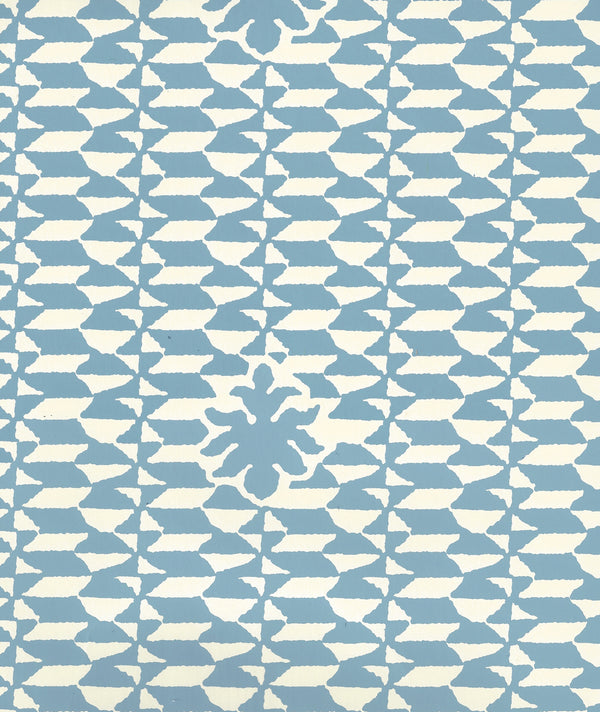 Carlo II Denim Blue on Off White Screen Printed | China Seas