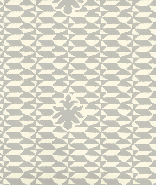 Carlo Ii Gray on Off White Screen Printed - Off-White Wallcovering | China Seas