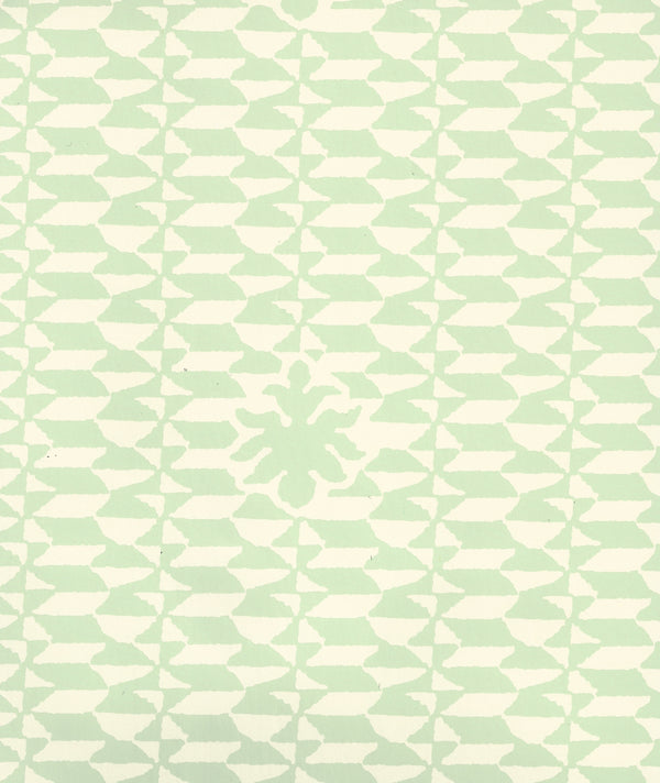 Carlo II Soft French Green on Off White Screen Printed | China Seas