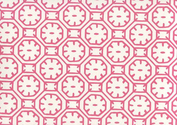 Ceylon Batik Magenta on Almost White Screen Printed | China Seas