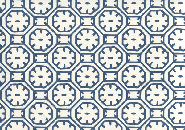 Ceylon Batik Navy on Almost White Screen Printed | China Seas