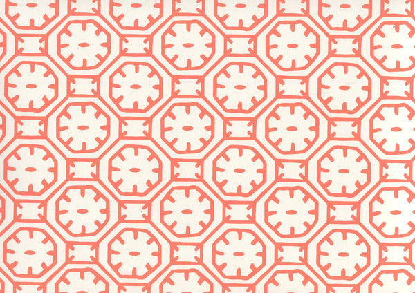 Ceylon Batik Orange on Almost White Screen Printed | China Seas