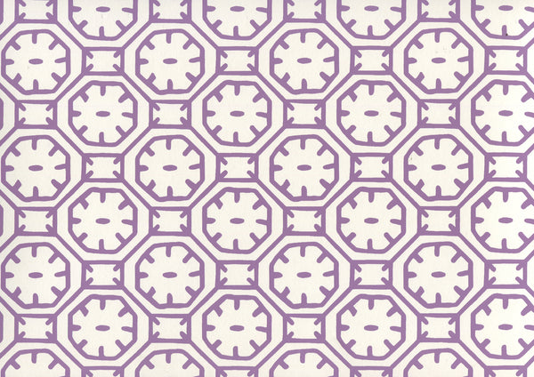 Ceylon Batik Purple on Almost White Screen Printed | China Seas
