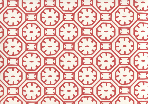 Ceylon Batik Red on Almost White Screen Printed | China Seas
