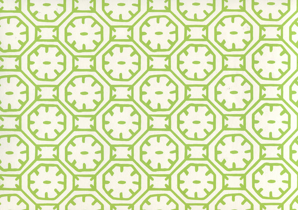 Ceylon Batik Jungle Green on Almost White Screen Printed | China Seas