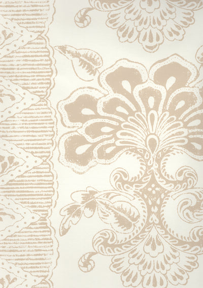 Chantilly Stripe Beige on Almost White Screen Printed | China Seas