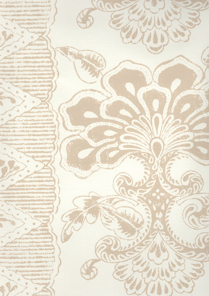 Chantilly Stripe Beige on Almost White Screen Printed | China Seas