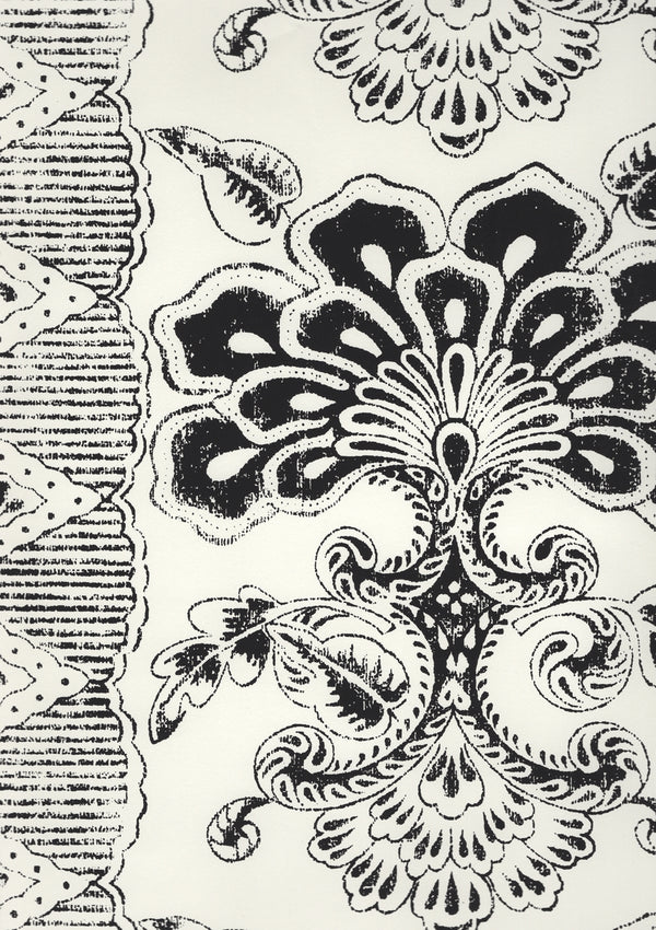 Chantilly Stripe Black on Almost White Screen Printed | China Seas