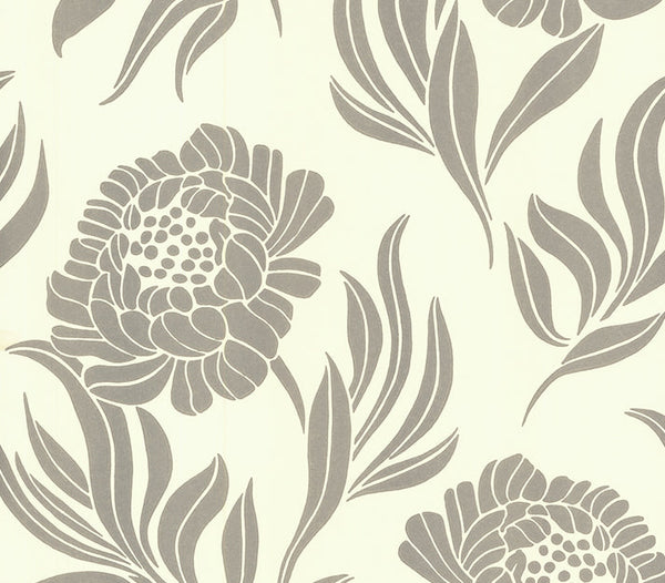 Chatsworth Ivory Cream and - Metallic Wallcovering | 1838 Wallcoverings