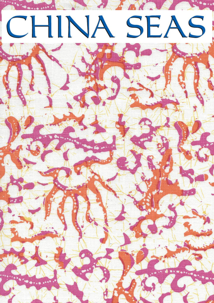 Hulai Batik Pink Orange on White DW Wallpaper