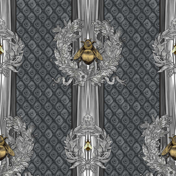 Civic Bee Charcoal | Timorous Beasties Wallcovering