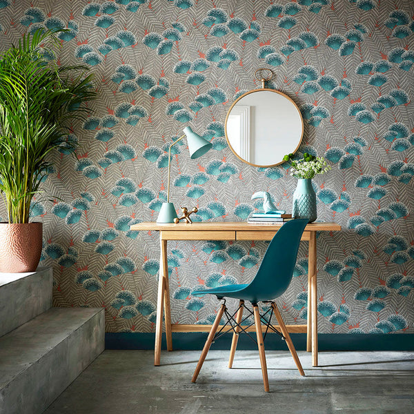 Clarice Cantaloupe - Green Wallcovering | 1838 Wallcoverings